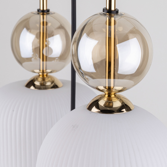 lampadario per soggiorno contemporaneo 5 vetri ambra bianco pendenti